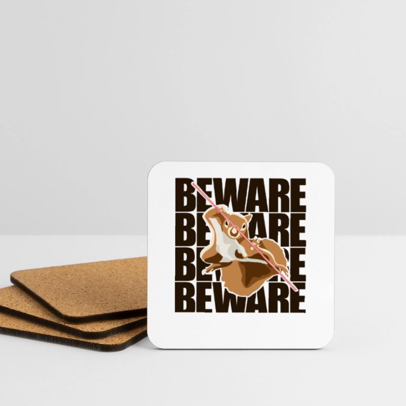 Beware Grey Squirrel Squirrel Fox Squirrel Coasters (set of 4)