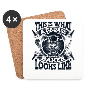 Voici à quoi ressemble un boulanger badass - Dessous de verre (lot de 4) - blanc - Devant