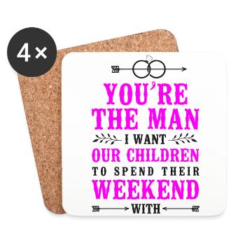 Happy Divorce Party You’re The Man - Dessous de verre (lot de 4) - blanc - Devant