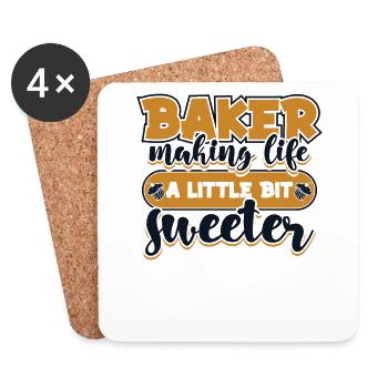 Baker Making Life Little Bit Sweeter Bakery - Coasters (set of 4) - white - Front