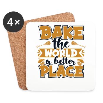 Bake The World: A Better Place Hobby Baker - Coasters (set of 4) - white - Front