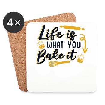 Life Is What You Bake It Bakery Confectioner Baker - Coasters (set of 4) - white - Front