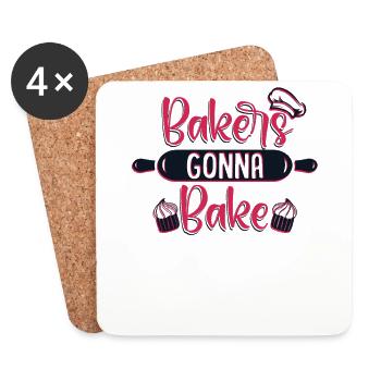 Bakers going to Bake Hobby Baker Bakery Pastry Chef - Coasters (set of 4) - white - Front