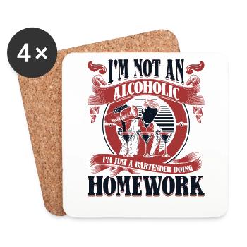 Not An Alcoholic Just A Bartender Doing Homework - Untersetzer (4er-Set) - Weiß - Vorne