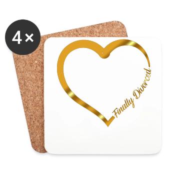 Happy Divorce Party Heart Finally - Untersetzer (4er-Set) - Weiß - Vorne