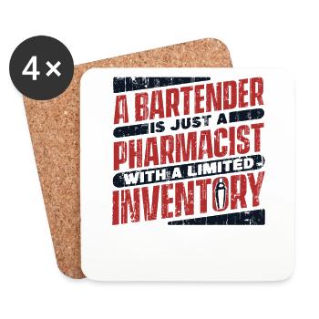 Bartender Is Just A Pharmacist With Limited - Untersetzer (4er-Set) - Weiß - Vorne