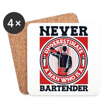 Never Underestimate A Men Who Is A Bartender - Coasters (set of 4) - white - Front