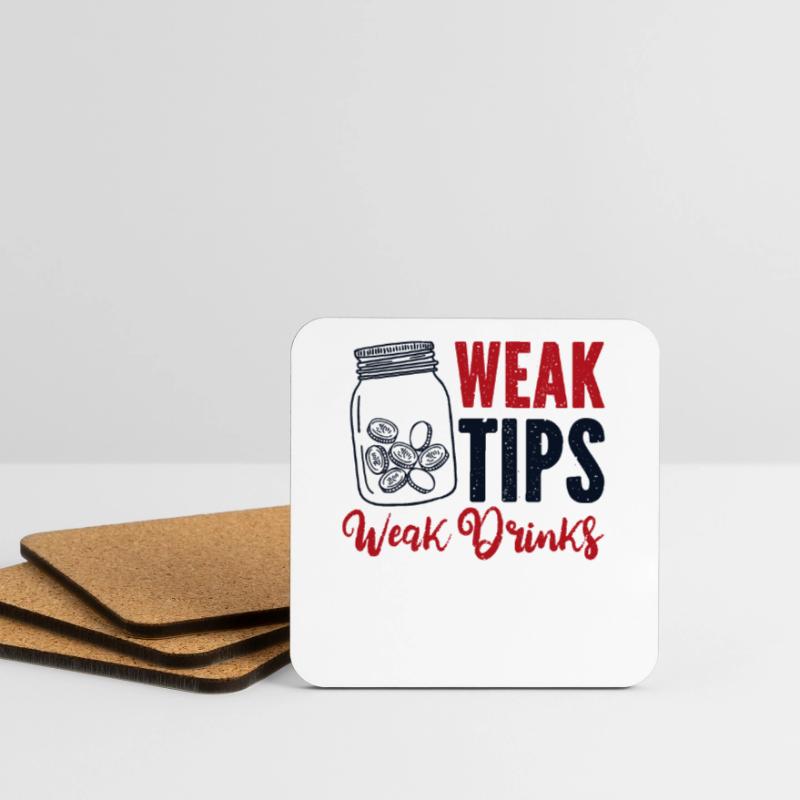 Weak Tips Weak Drinks Barmann Bartender Untersetzer (4er-Set)
