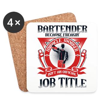 Bartender Because Miracle Worker Isn't Job Title - Untersetzer (4er-Set) - Weiß - Vorne