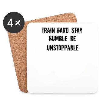Fitness - Train hard, stay humble, be unstoppable - Untersetzer (4er-Set) - Weiß - Vorne