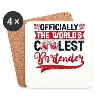Officially The World's Coolest Bartender Barmann - Coasters (set of 4) - white - Front