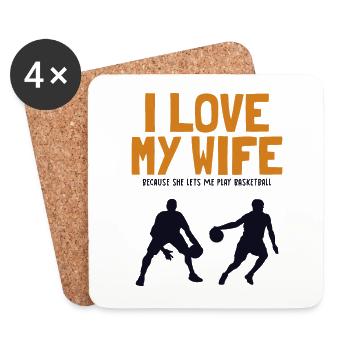 J’aime ma femme Basketball Joueur de basket-ball - Dessous de verre (lot de 4) - blanc - Devant