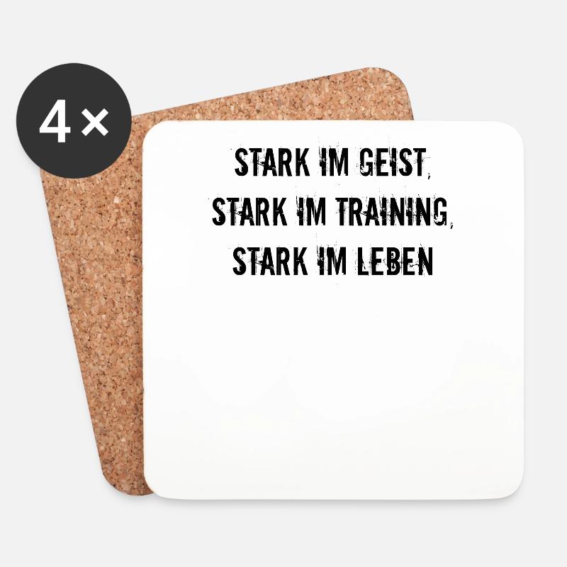 Fitness - Stark im Geist, stark im Training, - Untersetzer (4er-Set) - Weiß