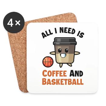 Le café et mon basket-ball Basketballer Basketball - Dessous de verre (lot de 4) - blanc - Devant