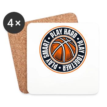Play Hard Together Smart Basketballer Basketball - Coasters (set of 4) - white - Front