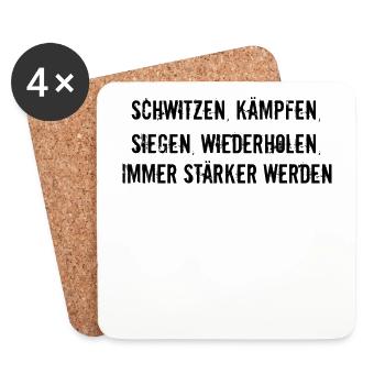 Fitness - Schwitzen, kämpfen, siegen, - Untersetzer (4er-Set) - Weiß - Vorne
