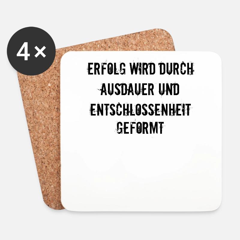 Fitness - Erfolg wird durch Ausdauer und - Untersetzer (4er-Set) - Weiß