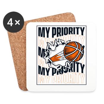 My Priority Basketballer Basketballkorb Basketball - Untersetzer (4er-Set) - Weiß - Vorne