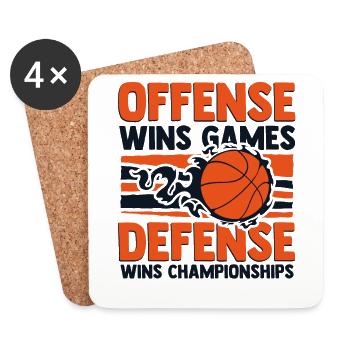 Offense Wins Games Defense Wins Championships - Untersetzer (4er-Set) - Weiß - Vorne
