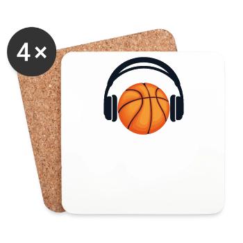 Basketball Headphone Basketballer Basketballkorb - Untersetzer (4er-Set) - Weiß - Vorne