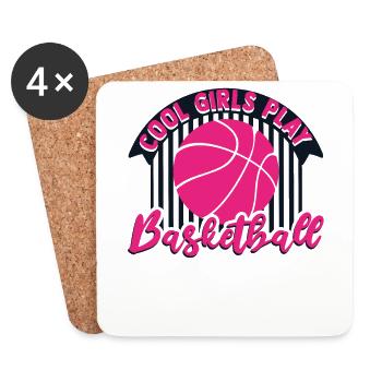 Cool Girls Play Basketball Basketballkorb - Untersetzer (4er-Set) - Weiß - Vorne