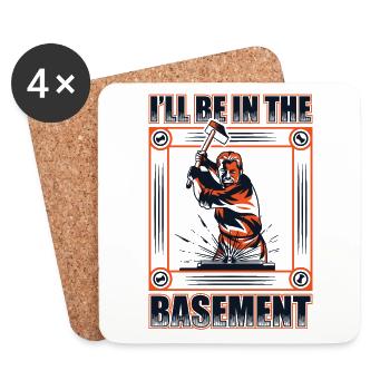 I'll Be In The Basement Forging Smith - Coasters (set of 4) - white - Front