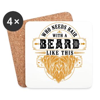 Amoureux de la barbe Homme barbu Ginger - Dessous de verre (lot de 4) - blanc - Devant