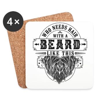 Amant de barbe Homme barbu qui a besoin - Dessous de verre (lot de 4) - blanc - Devant