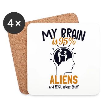 Mon cerveau est composé à 95% d’extraterrestres Conspiration d’OVNI - Dessous de verre (lot de 4) - blanc - Devant
