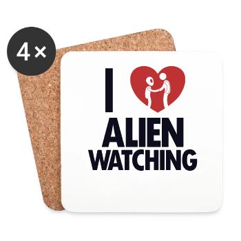 I love Alien Watching Ufo Conspiracy - Coasters (set of 4) - white - Front
