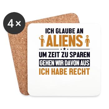 Alienglaube hat immer Recht Conspiracy - Untersetzer (4er-Set) - Weiß - Vorne