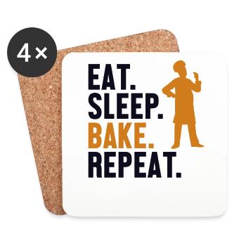 Eat Sleep Bake Repeat Confectioner Hobby Baker - Coasters (set of 4) - white - Front