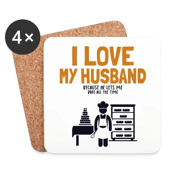 I Love My Husband Baking Bakery Pastry Chef Baker - Coasters (set of 4) - white - Front