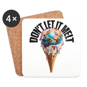 Melting earth in the ice cream cone Don't let it melt - Coasters (set of 4) - white - Front
