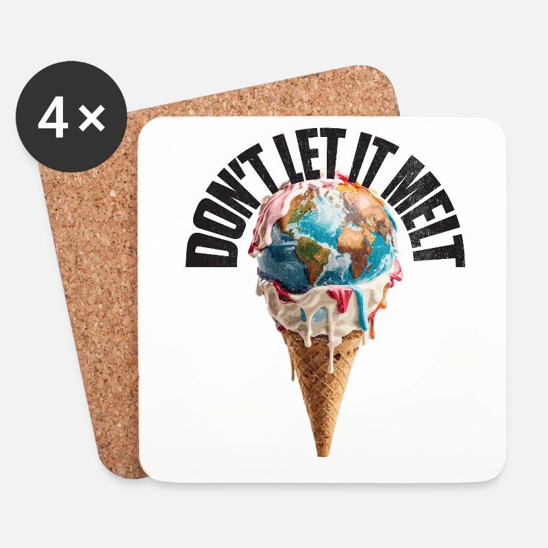 Schmelzende Erde im Eishörnchen Don't let it melt - Untersetzer (4er-Set) - Weiß