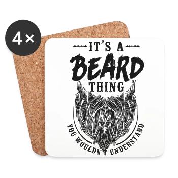Amoureux de la barbe Homme barbu C’est un - Dessous de verre (lot de 4) - blanc - Devant