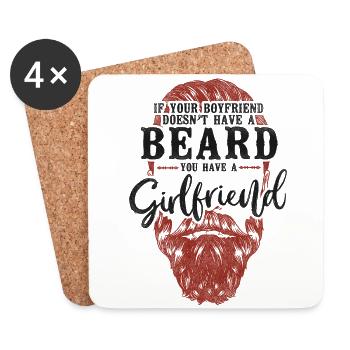 Amoureux de la barbe Homme barbu Ginger - Dessous de verre (lot de 4) - blanc - Devant