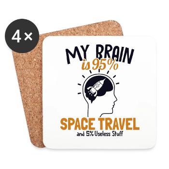 Mon cerveau est à 95% un vaisseau spatial cosmonaute de voyage spatial - Dessous de verre (lot de 4) - blanc - Devant