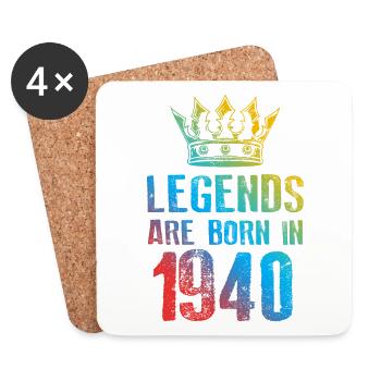 1940 Légendes nées en - Dessous de verre (lot de 4) - blanc - Devant