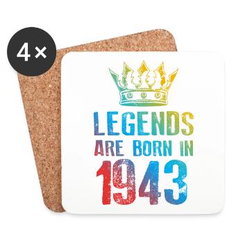 1943 Légendes nées en - Dessous de verre (lot de 4) - blanc - Devant