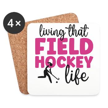 Field Hockey Living That Field - Untersetzer (4er-Set) - Weiß - Vorne