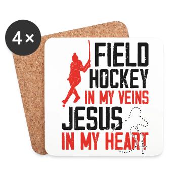 Field Hockey Jesus Faith Christian - Untersetzer (4er-Set) - Weiß - Vorne