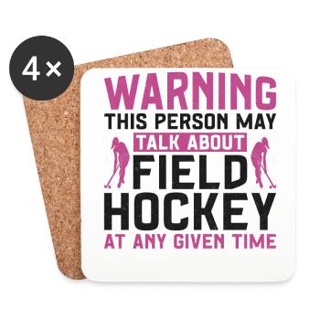 Field Hockey Warning This Person - Coasters (set of 4) - white - Front