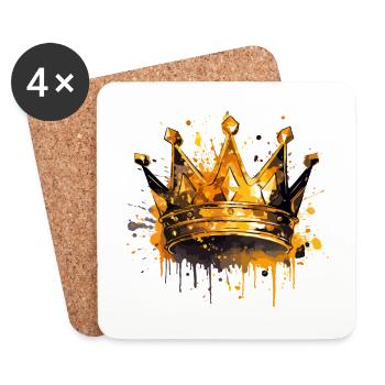 Krone Symbol Gold - Untersetzer (4er-Set) - Weiß - Vorne