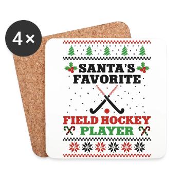Field Hockey Christmas Santa's - Untersetzer (4er-Set) - Weiß - Vorne
