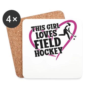 Field Hockey This Girl Loves Field - Coasters (set of 4) - white - Front