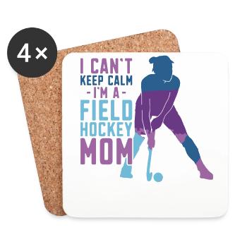 Maman de hockey sur gazon Je n’arrive pas à me calmer - Dessous de verre (lot de 4) - blanc - Devant