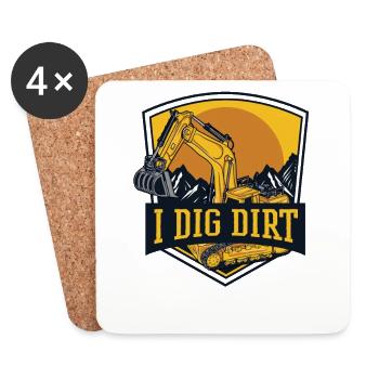 I Digt Dirt Duty Cycle Crane Crawler Excavator Excavator - Dessous de verre (lot de 4) - blanc - Devant