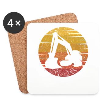 Retro Duty Cycle Crane Crawler Excavator Excavator - Coasters (set of 4) - white - Front