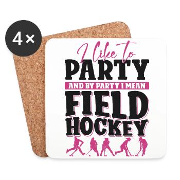Field Hockey I Like To Party And - Untersetzer (4er-Set) - Weiß - Vorne